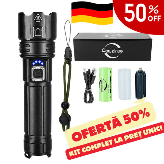 Német Taktikai Lézeres Zseblámpa + Tok + Ingyenes Extra Akkumulátor Csomag – TitanLux™